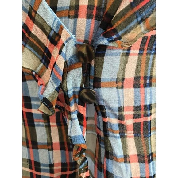 ANTHROPOLOGIE MAEVE Laila Long Sleeve Top Blouse Size 2 Plaid Chiffon Faux Wrap - Picture 7 of 10